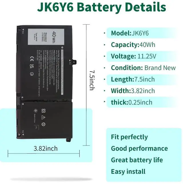 Alt view image 2 of 5 - 40Wh JK6Y6 Battery for Dell Inspiron 5300 5301 5401 5402 5408 5409 5501 5508 5509 5400 5406 7405 7300 7306 7500 7506 2-in-1 Silver Series Latitude 3410 3510 Vostro 5301 5401 5501 P102F H5CKD 11.25V