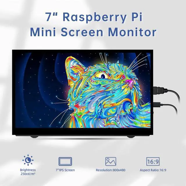Alt view image 2 of 5 - HAMTYSAN Raspberry Pi Mini Screen Monitor, 7 Inch Screen 800x480 HDMI Small Monitor IPS LCD Screen Display for Raspberry Pi 400/4/3/Zero/Jetson Nano/Orange Pi/Win11/10/8/7, No-Touch