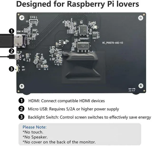 Alt view image 5 of 5 - HAMTYSAN Raspberry Pi Mini Screen Monitor, 7 Inch Screen 800x480 HDMI Small Monitor IPS LCD Screen Display for Raspberry Pi 400/4/3/Zero/Jetson Nano/Orange Pi/Win11/10/8/7, No-Touch