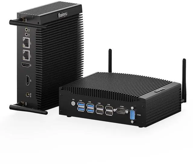 Main image of Baieyu Industrial PC with 8GB RAM DDR4 128GB SSD, Core i5-8260U, Fanless Mini PC Windows 10 Pro with 2 × HD Ports, 2 × RS232 COM, 2 × RJ45 LAN Ports, 8 × USB Fanless Industrial Computer WiFi & BT4.2