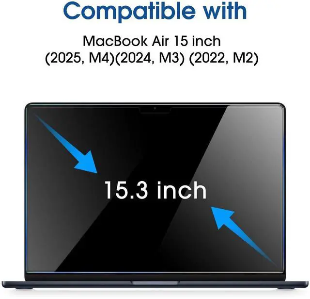 Alt view image 2 of 5 - amFilm Designed for MacBook Air 15-Inch (M4 Chip/M3 Chip/M2 Chip, 2023-2025 Released) Tempered Glass Screen Protector [Zero Bubbles][9H Hardness][ Anti-Scratch][ Anti-Fingerprint], 1 Pack