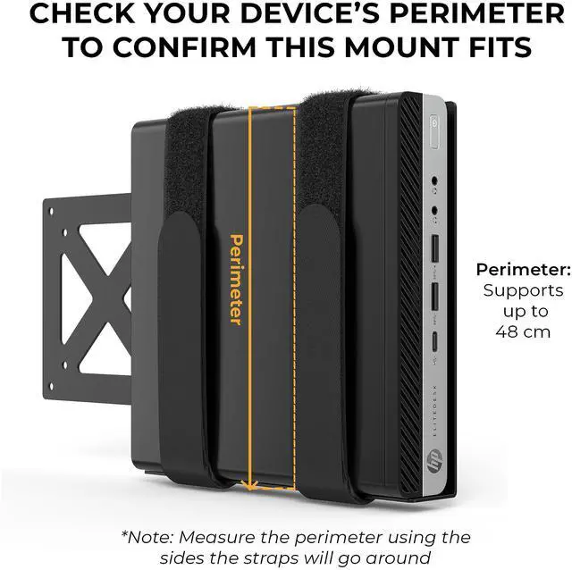 Alt view image 3 of 5 - HumanCentric Universal Small Device VESA Mount for VESA Arms, Adjustable Strap Mount for Small Computers and Other Electronic Devices, Mounts On The Back of a Computer Monitor Using VESA Arm