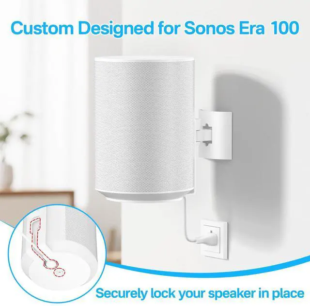 Alt view image 2 of 5 - Pair of Speaker Wall Mount for Sonos Era 100 Ceiling Mount or Tilt and Swivel Adjustable Bracket for Sonos Era 100 Wall Mount White with Flexible Mounting Ways Ceiling Mount for Sonos Era 100