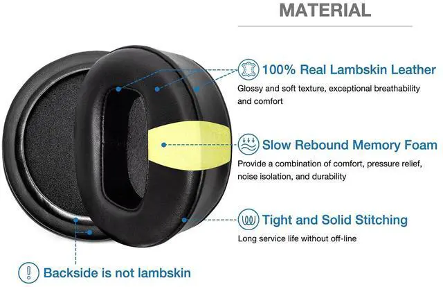 Alt view image 3 of 5 - Voarmaks Maxwell Ear Pads - Extra Large Thick Lambskin Earpads Compatible with Audeze Maxwell Headphones Thick Filling Memory Foam Replacement Cushion Plus 2 Mic Covers
