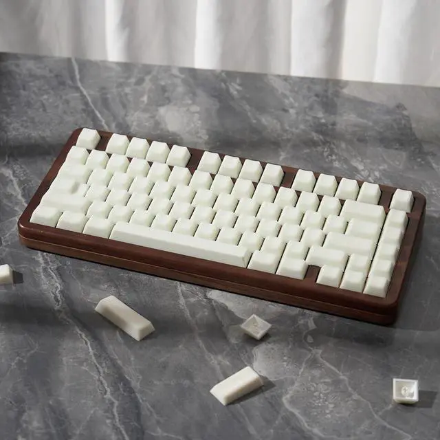 Alt view image 3 of 5 - PBT White Jade Keycaps, 154 Keys Cherry Profile Double Shot Keycap, Translucent Keycap Set for Mechanical Keyboard 61/64/84/87/104/108 Layout