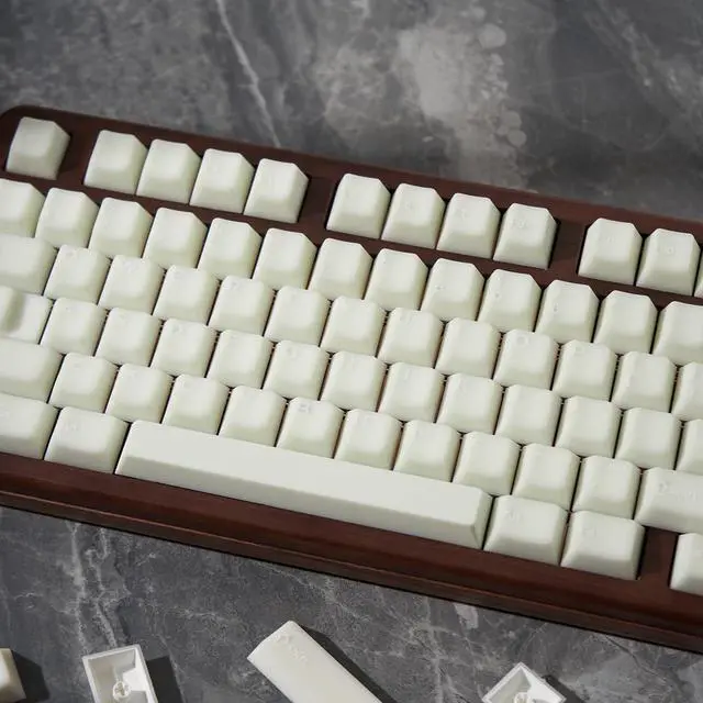 Alt view image 2 of 5 - PBT White Jade Keycaps, 154 Keys Cherry Profile Double Shot Keycap, Translucent Keycap Set for Mechanical Keyboard 61/64/84/87/104/108 Layout