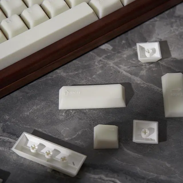 Alt view image 4 of 5 - PBT White Jade Keycaps, 154 Keys Cherry Profile Double Shot Keycap, Translucent Keycap Set for Mechanical Keyboard 61/64/84/87/104/108 Layout