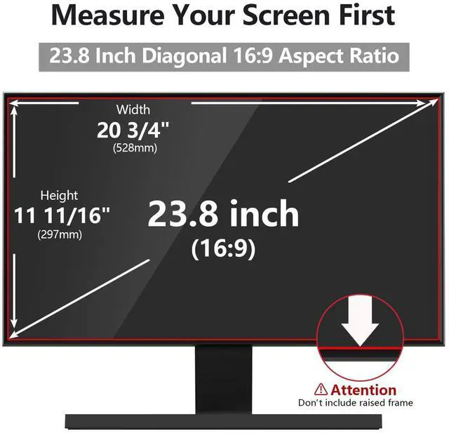 Alt view image 2 of 5 - Computer Privacy Screen Protector 23.8 Inch with Hp Dell Acer Asus LG and More, Removable Security Shield Filter for 16:9 Aspect Ratio Monitor Like ViewSonic Sceptre(23.8" Diagonal 16:9 1 Pack)