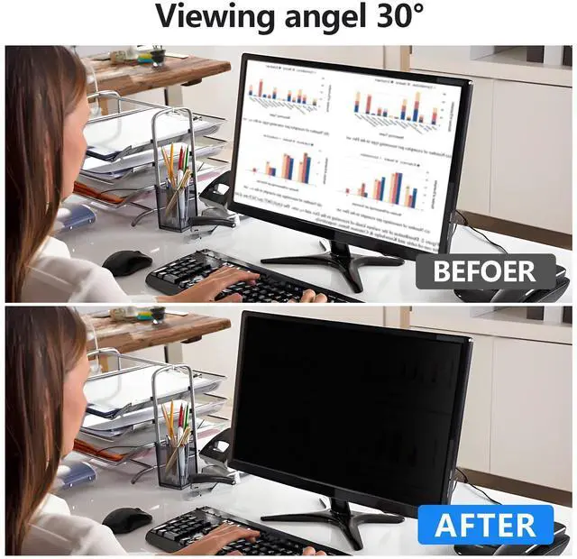 Alt view image 4 of 5 - Computer Privacy Screen Protector 23.8 Inch with Hp Dell Acer Asus LG and More, Removable Security Shield Filter for 16:9 Aspect Ratio Monitor Like ViewSonic Sceptre(23.8" Diagonal 16:9 1 Pack)