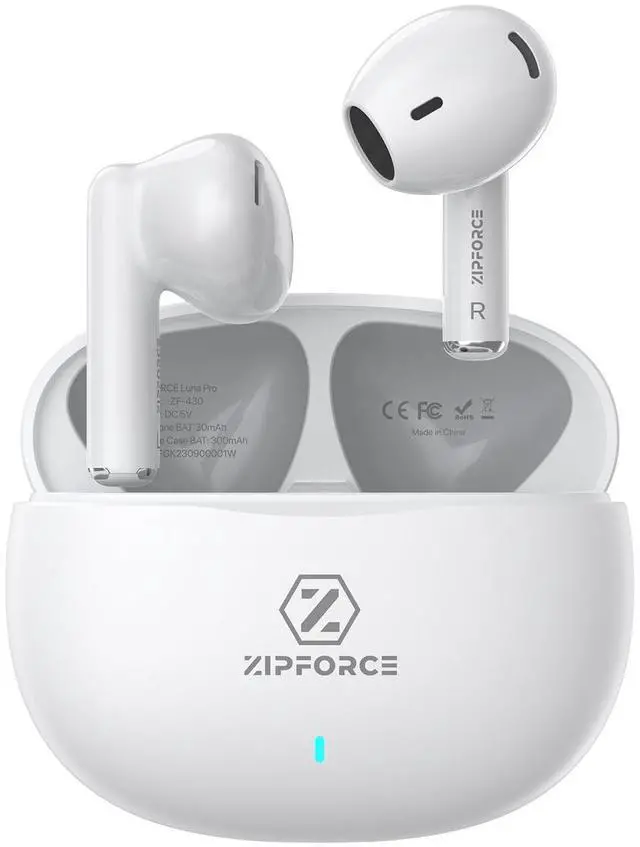 Main image of ZIPFORCE True Wireless Earbuds, in-Ear Bluetooth 5.3 Headphones 4-Mics ENC Clear Call, Bluetooth Earbuds Touch Control 40 Playtime, IPX6 Waterproof TWS, Light-Weight Earphones