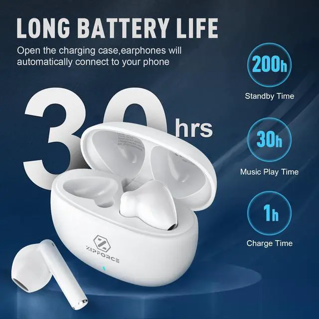 Alt view image 4 of 5 - ZIPFORCE True Wireless Earbuds, in-Ear Bluetooth 5.3 Headphones 4-Mics ENC Clear Call, Bluetooth Earbuds Touch Control 40 Playtime, IPX6 Waterproof TWS, Light-Weight Earphones