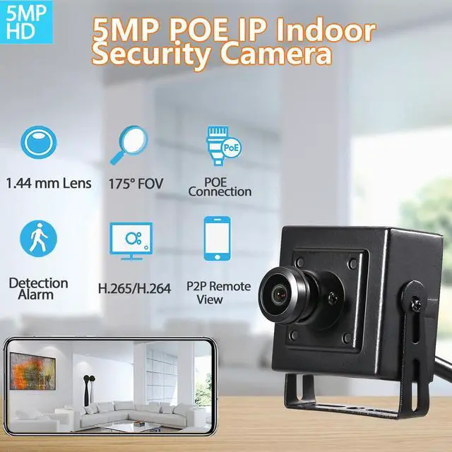Alt view image 2 of 5 - REVODATA 5MP Mini POE Camera,Fisheye 1.44mm Lens (175° FOV) Wide Angle Small Indoor IP Security Camera, P2P CCTV Video POE IP H.265 Motion Detection/APP (I706-4-P-HS)