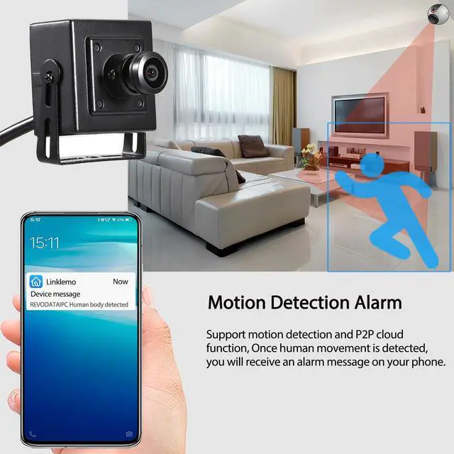 Alt view image 4 of 5 - REVODATA 5MP Mini POE Camera,Fisheye 1.44mm Lens (175° FOV) Wide Angle Small Indoor IP Security Camera, P2P CCTV Video POE IP H.265 Motion Detection/APP (I706-4-P-HS)