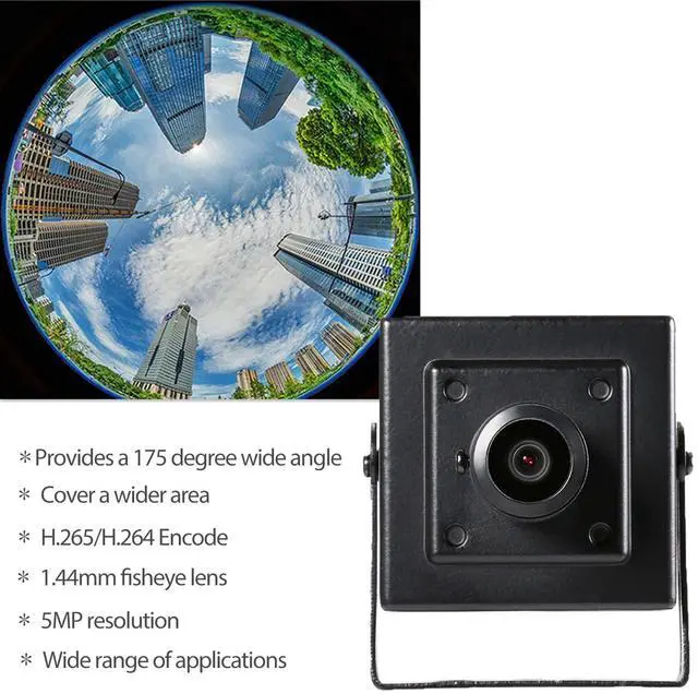 Alt view image 5 of 5 - REVODATA 5MP Mini POE Camera,Fisheye 1.44mm Lens (175° FOV) Wide Angle Small Indoor IP Security Camera, P2P CCTV Video POE IP H.265 Motion Detection/APP (I706-4-P-HS)