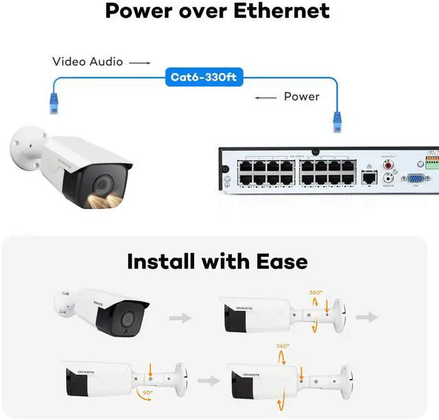 Alt view image 4 of 5 - ONWOTE 4K 8MP PoE IP Camera, Smart AI Human Vehicle Detection Activate Bright Spotlights, 128° Wide Viewing Angle, Indoor/Outdoor, Commercial Wired Camera for Business, Add-on to PoE NVR System