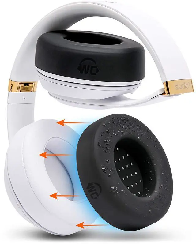 Main image of WC SweatZ Studio - Patented Earpad Covers for Beats Studio 3 (A1914) & Beats Studio 2 (B0500 /B0501), Made by Wicked Cushions | Sweatproof & Easily Washable | Black