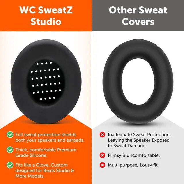 Alt view image 3 of 5 - WC SweatZ Studio - Patented Earpad Covers for Beats Studio 3 (A1914) & Beats Studio 2 (B0500 /B0501), Made by Wicked Cushions | Sweatproof & Easily Washable | Black