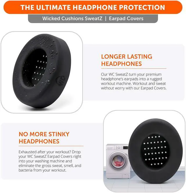 Alt view image 5 of 5 - WC SweatZ Studio - Patented Earpad Covers for Beats Studio 3 (A1914) & Beats Studio 2 (B0500 /B0501), Made by Wicked Cushions | Sweatproof & Easily Washable | Black