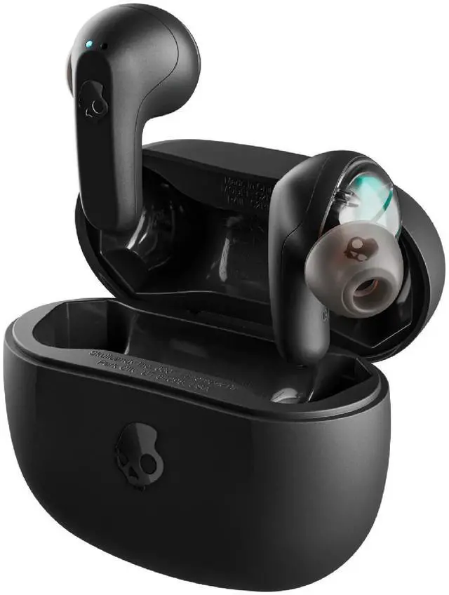 Main image of Skullcandy Rail Wireless Earbuds, Bluetooth Headphones, Noise Isolating Fit, Up to 42 Hours Battery, IP55 Sweat and Water Resistant, Microphone for iPhone Android - True Black