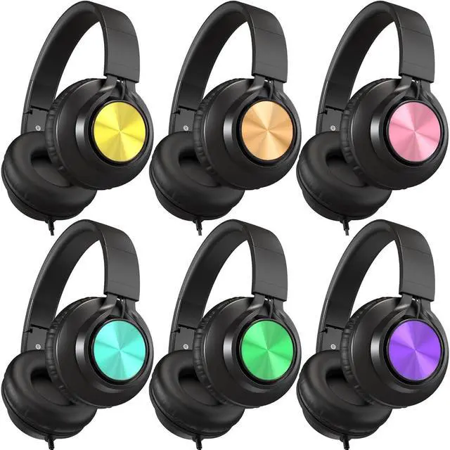 Main image of AILIHEN Classroom Headphones Bulk 6 Pack - Kids Headphones for School K-12 Class & Teachers, Foldable Wired Headset with Microphone & 3.5mm Jack for Student Laptop Tablets Chromebook (6 Colorful)