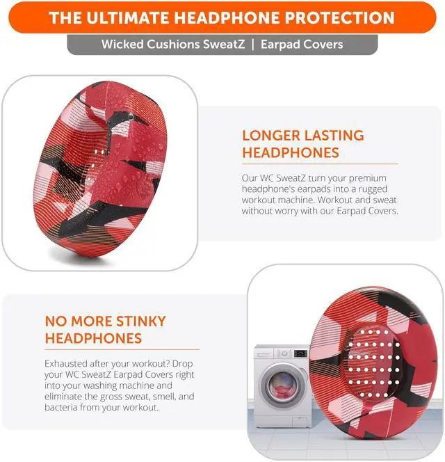 Alt view image 5 of 5 - WC SweatZ Studio - Patented Earpad Covers for Beats Studio 3 (A1914) & Beats Studio 2 (B0500 /B0501), Made by Wicked Cushions | Sweatproof & Easily Washable | Red Prism
