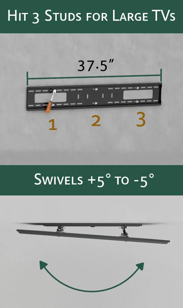 Alt view image 4 of 5 - ynVISION.DESIGN Advanced Tilt TV Wall Mount for Large TVs 50-98 Inches - Easy Tilt, Swivel, Pull Out up to 5.4in, and Service - Supports 165 lbs - Designed to hit 3 Studs - Max VESA 600x400mm