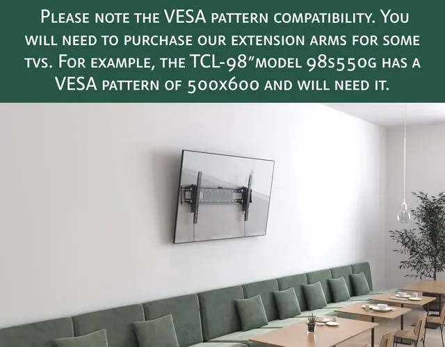 Alt view image 2 of 5 - ynVISION.DESIGN Advanced Tilt TV Wall Mount for Large TVs 50-98 Inches - Easy Tilt, Swivel, Pull Out up to 5.4in, and Service - Supports 165 lbs - Designed to hit 3 Studs - Max VESA 600x400mm
