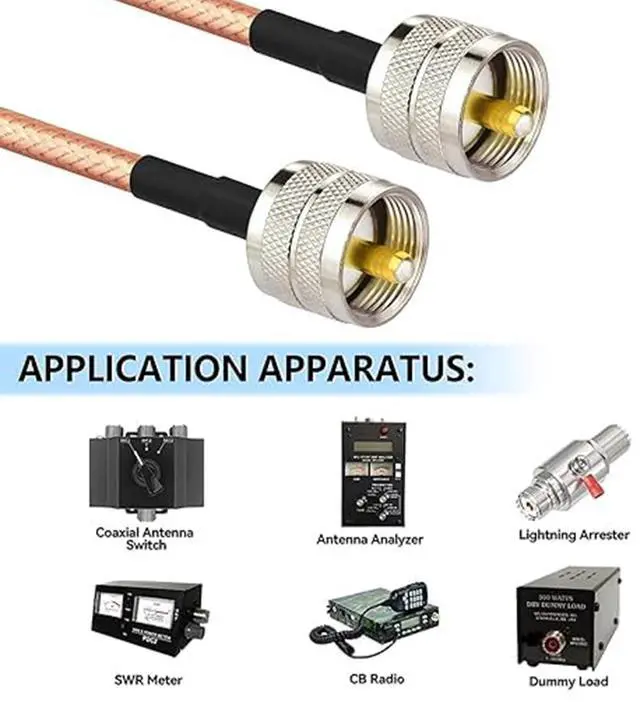Alt view image 5 of 5 - Superbat CB Radio Antenna Cable 50ft PL-259 UHF Male to Male RG142 High Power 50 Ohm CB Coax Cable for HAM Radio Antenna Tuner Analyzer Dummy Load SWR Meter
