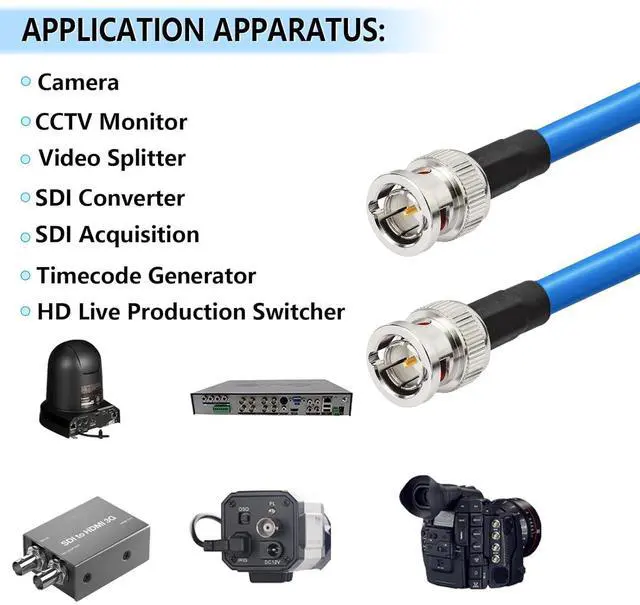 Alt view image 5 of 5 - Superbat SDI Cable BNC Cable 3G/6G/12G SDI Cable 40ft (Belden 1694A Cable Blue) Supports HD-SDI/3G-SDI/4K/8K MonitorPrecision SDI Video Cable