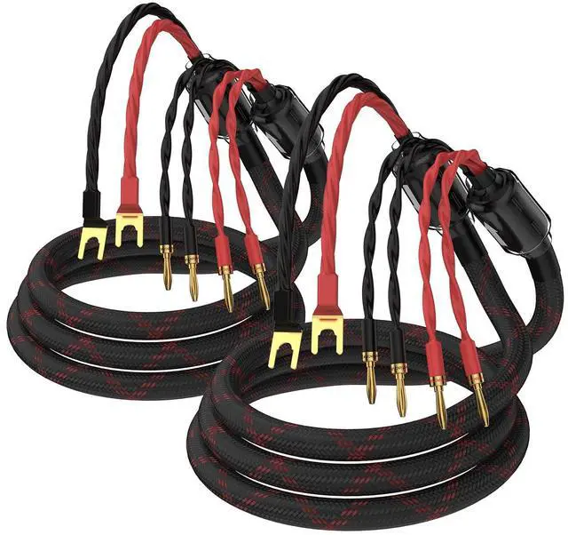 Main image of Tertullus Audiophile Biwire Speaker Cable Spade to Banana Plug, 1 Pair HiFi Speaker Cable High-Fidelity Sound Cables with 4 Spade and 8 Banana Plugs (2m/6.56ft)