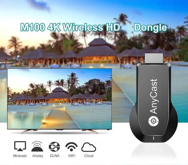 Alt view image 3 of 5 - 4K/1080P Anycast M100 Wireless Display Adapter, SmartSee WiFi Display Dongle HD Screen Mirroring Dual Core H.265/HEVC Decoder HD TV Stick Without Switching Miracast Airplay DLNA Support 4K 1080P