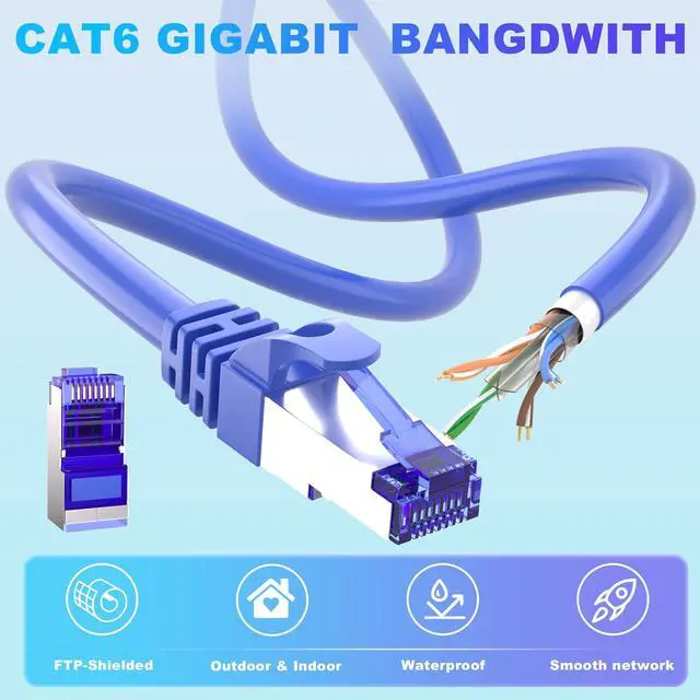 Alt view image 2 of 5 - Cat 6 Shielded Ethernet Cable 328ft / 100M (20 RJ45), 23AWG Outdoor Ethernet Cable Cat 6 Bulk, FTP, Waterproof, Direct Burial, In-Ground, UV Resistant, Network, LAN, Internet, Cat6 Cable - 328 Feet