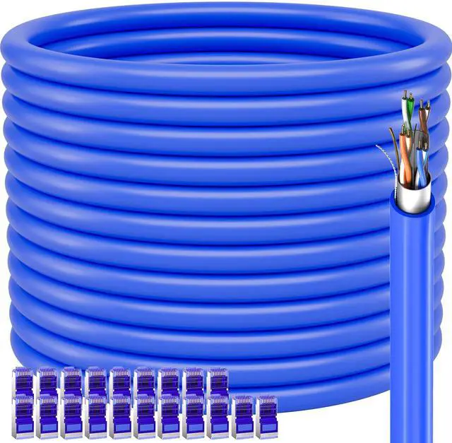 Main image of Cat 6 Shielded Ethernet Cable 328ft / 100M (20 RJ45), 23AWG Outdoor Ethernet Cable Cat 6 Bulk, FTP, Waterproof, Direct Burial, In-Ground, UV Resistant, Network, LAN, Internet, Cat6 Cable - 328 Feet