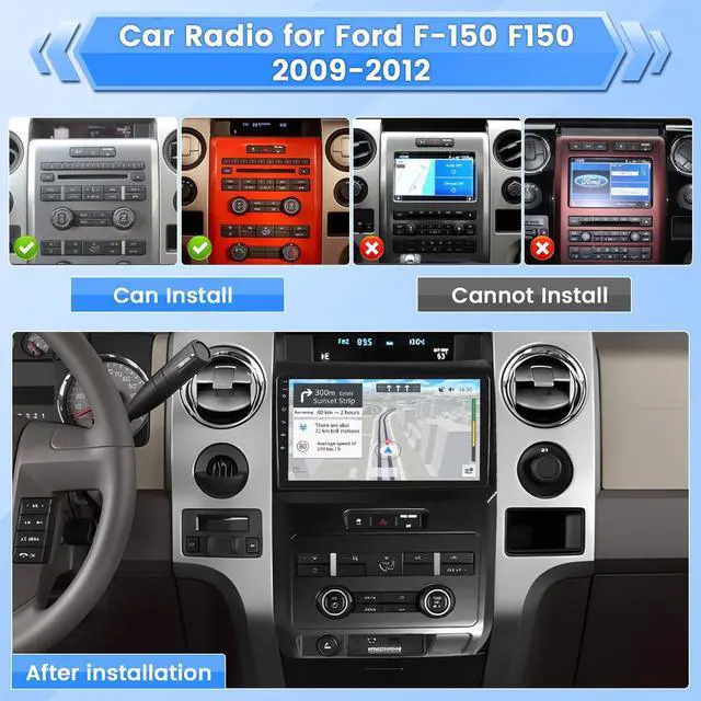 Alt view image 2 of 5 - Roinvou Car Radio Stereo for Ford F-150 F150 2009 2010 2011 2012, 9 Inch Capacitive HD Touch Screen for F150, Support Mirror Link GPS Navigation WiFi Bluetooth USB FM RDS Steering Wheel Controls