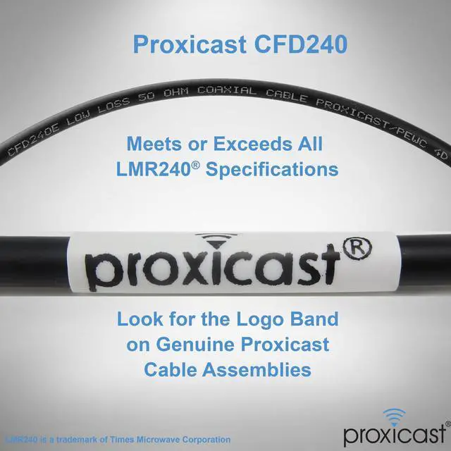 Alt view image 4 of 5 - Proxicast 25 ft SMA Male to SMA Female Premium 240 Series Low-Loss Coax Cable (50 Ohm) - Antenna Lead Extender for 4G LTE, 5G Modems/Routers, Ham, ADS-B, & GPS (Not for TV or WiFi) (ANT-140-001-25)
