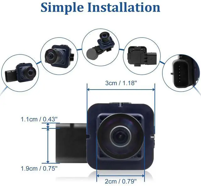 Alt view image 3 of 5 - Backup Camera Compatible with Ford Escape 2014-2016 Parking Park Assist Camera Replaces #EJ5Z-19G490-A GJ5T-19G490-AB GJ5T-19G490-AD