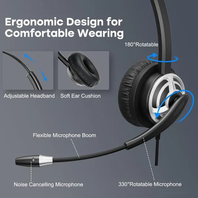 Alt view image 4 of 5 - MKJ USB Headset for Call Centers & Office - Noise Canceling Microphone, Wired USB Headphone for Computer PC Laptop, Compatible with Zoom, Ms Teams, Webex, Google Meet, Ideal for Hybrid Workspaces