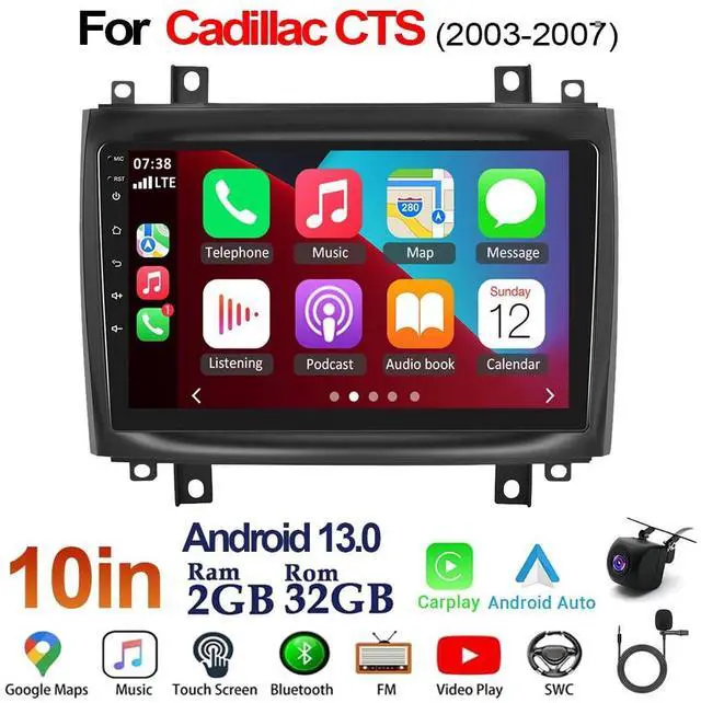 Alt view image 2 of 5 - Hiolpen Double Din Car Stereo for 2003-2007 Cadillac CTS 10 Inch HD Touch Screen Android 13 Car Audio Multimedia Receiver with CarPlay Android Auto GPS Radio Navigation Bluetooth Camera - 2G+32G
