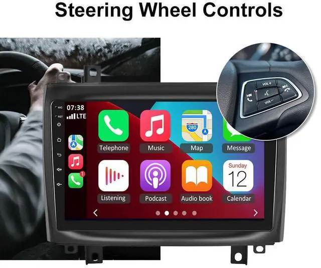 Alt view image 3 of 5 - Hiolpen Double Din Car Stereo for 2003-2007 Cadillac CTS 10 Inch HD Touch Screen Android 13 Car Audio Multimedia Receiver with CarPlay Android Auto GPS Radio Navigation Bluetooth Camera - 2G+32G