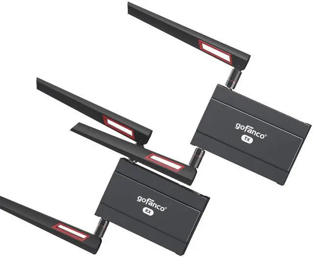 Main image of gofanco 5GHz Wireless HDMI Extender Kit  Up to 656ft (200m) at 1080p, Supports Up to 4 Receivers, Dual Antenna, Long Range, 5GHz Frequency, Loopout, IR Extension, 2ch PCM Audio (HDwireless1x4)