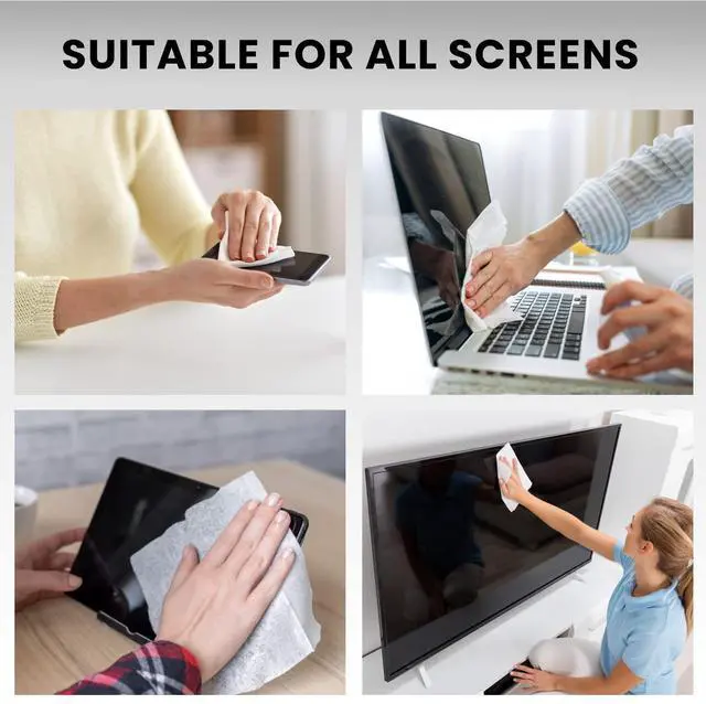 Alt view image 3 of 5 - Electronic Wipes Streak-Free for Screen Cleaner & Smart Watch [4 Pack x 40] TV Screen, Smart TV, Computer Screen, Laptop, Phone, Tablet, and Electronics devices - Microfiber Cloth Included [160 Wipes]
