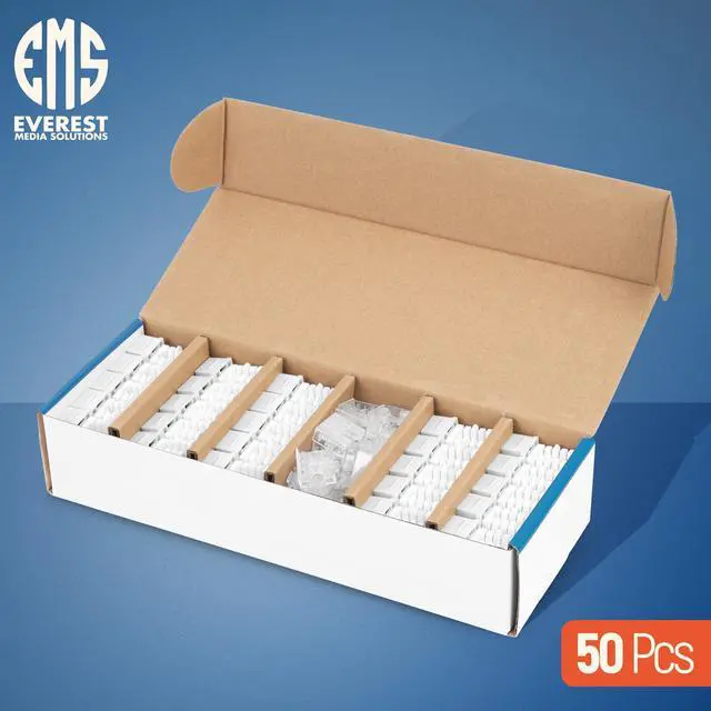 Alt view image 2 of 5 - Everest 90° Angled RJ45 Cat6 Keystone Jacks 50-Pack in White - Slim Profile Female RJ45 Connectors - Cat 6 Keystone Jack - Compatible with 90° Angled Speed Termination Tool - easyJACK (B094WB91H3)
