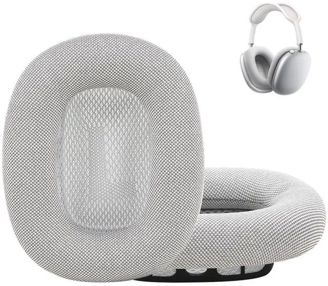 Main image of Earrock Ear Cushions for AirPods Max Headphones Mesh Fabric Ear Pads Earcups Sweat Proof and Easy to Install with Magnet Space Gray Silvery