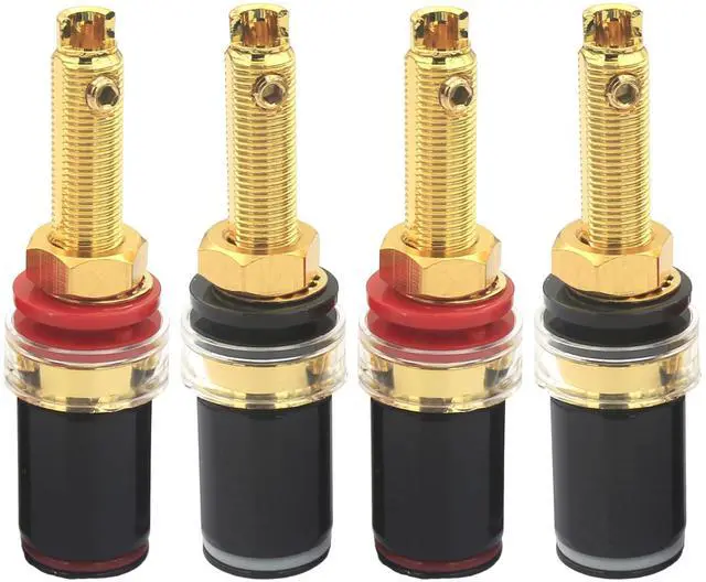 Main image of Dufray HiFi Speaker Binding Post Banana Jack Socket 4MM, 24K Gold Plated Copper Speaker Amplifier Binding Post Terminals (4 Pack, Long)