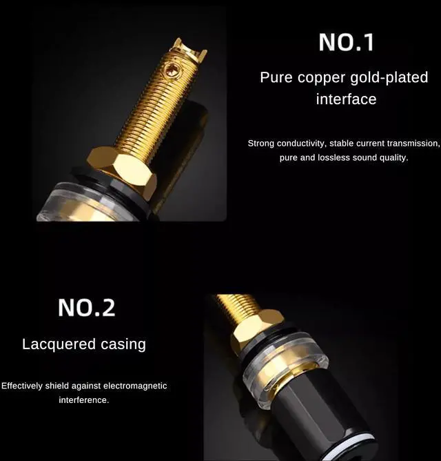 Alt view image 5 of 5 - Dufray HiFi Speaker Binding Post Banana Jack Socket 4MM, 24K Gold Plated Copper Speaker Amplifier Binding Post Terminals (4 Pack, Long)