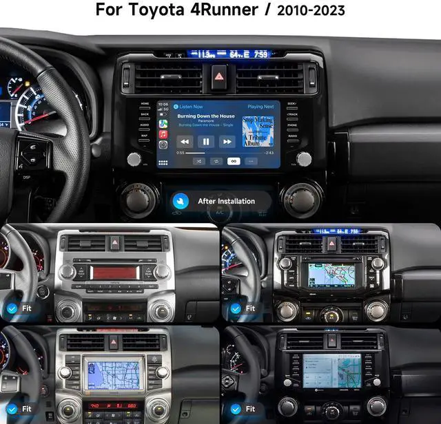Alt view image 2 of 5 - Dasaita Android 13 Car Stereo for Toyota 4Runner 2010-2023 with Wireless Carplay & Android Auto, 4G LTE, 9" Touch Screen Head Unit, GPS, Radio, HD, Bluetooth 5.0, 5G WiFi, 8G RAM 256G ROM, Black