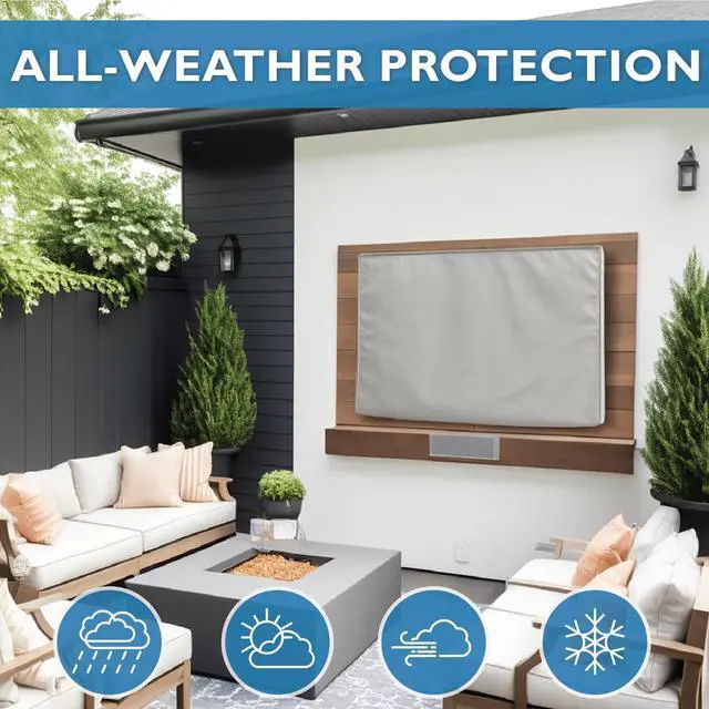 Alt view image 3 of 5 - Outdoor TV Cover 48, 49, 50 inch - WITH FRONT FLAP - Weatherproof, Waterproof protection, Soft Interior, With Bottom cover - Gray