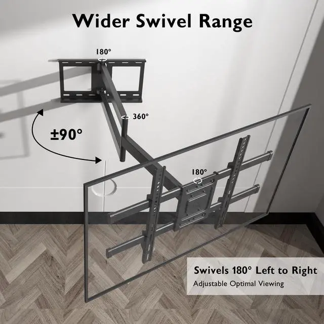 Alt view image 4 of 5 - BONTEC TV Wall Mount with Extra Long Extendable Arm for 32-75 Inch TVs, Holds Up to 132lbs, Full Motion Dual Arm TV Bracket with Tilt, Swivel, Level Adjustment, Max VESA 600x400mm, Wide Compatibility