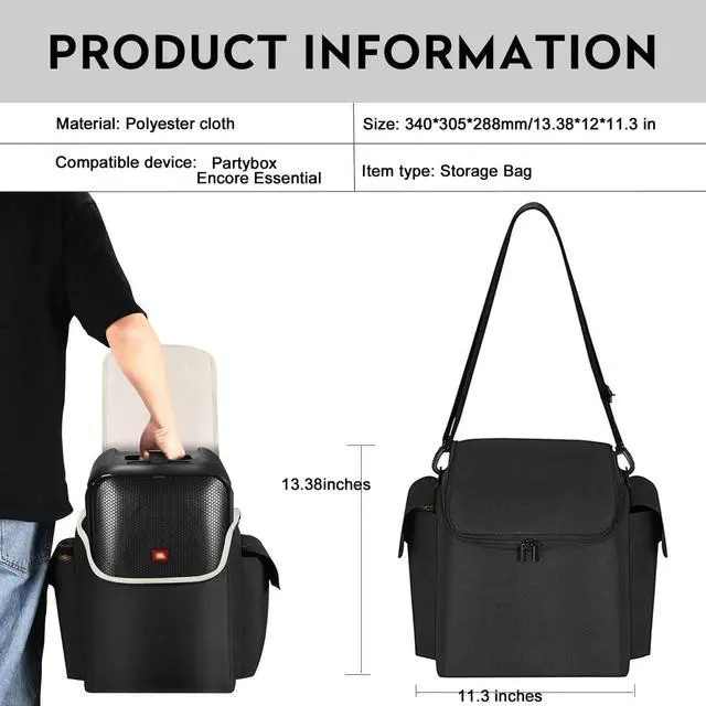Alt view image 2 of 5 - AZTOPA Speaker Carrying Case Tote Bag Compatible with JBL Partybox Encore Essential Portable Party Speaker & Accessories, Padded Shock-absorbing Material, Enhanced Protection
