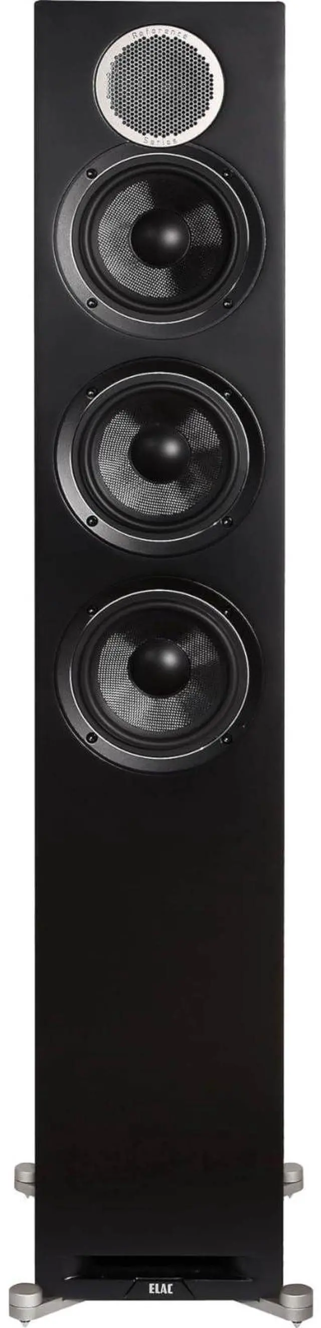 Alt view image 3 of 5 - ELAC Debut Reference Floor Standing Speaker, Walnut or Oak Single Tower Speaker for Home Theater, Black Baffle with Walnut Sides